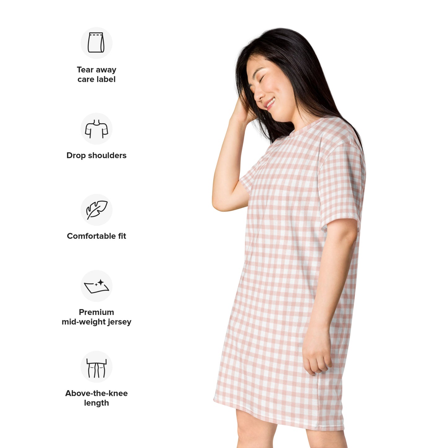 Pink Gingham T-shirt dress