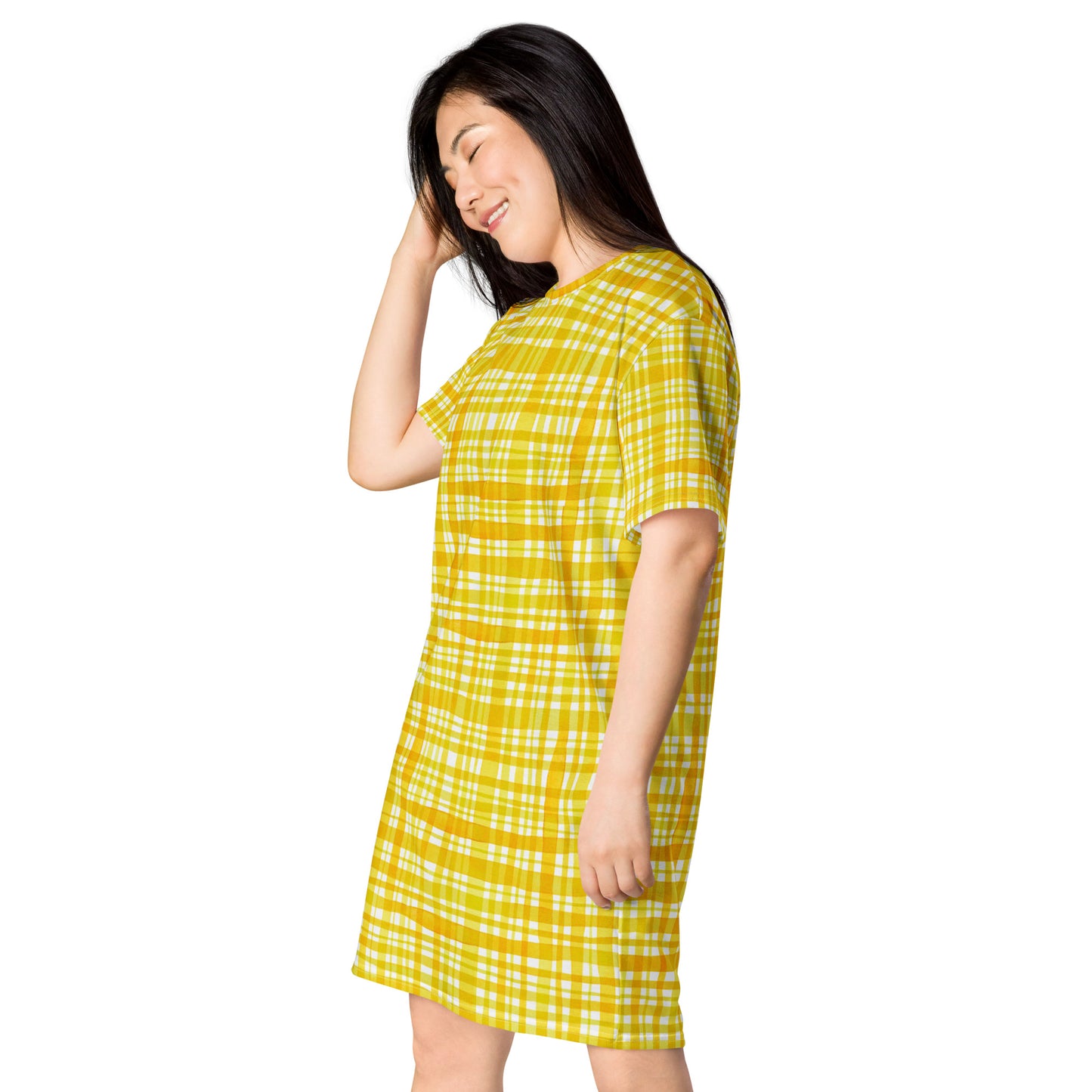 Yellow Gingham T-shirt dress