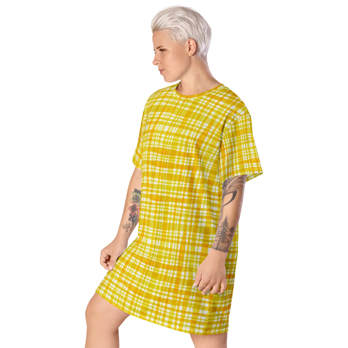 Yellow Gingham T-shirt dress