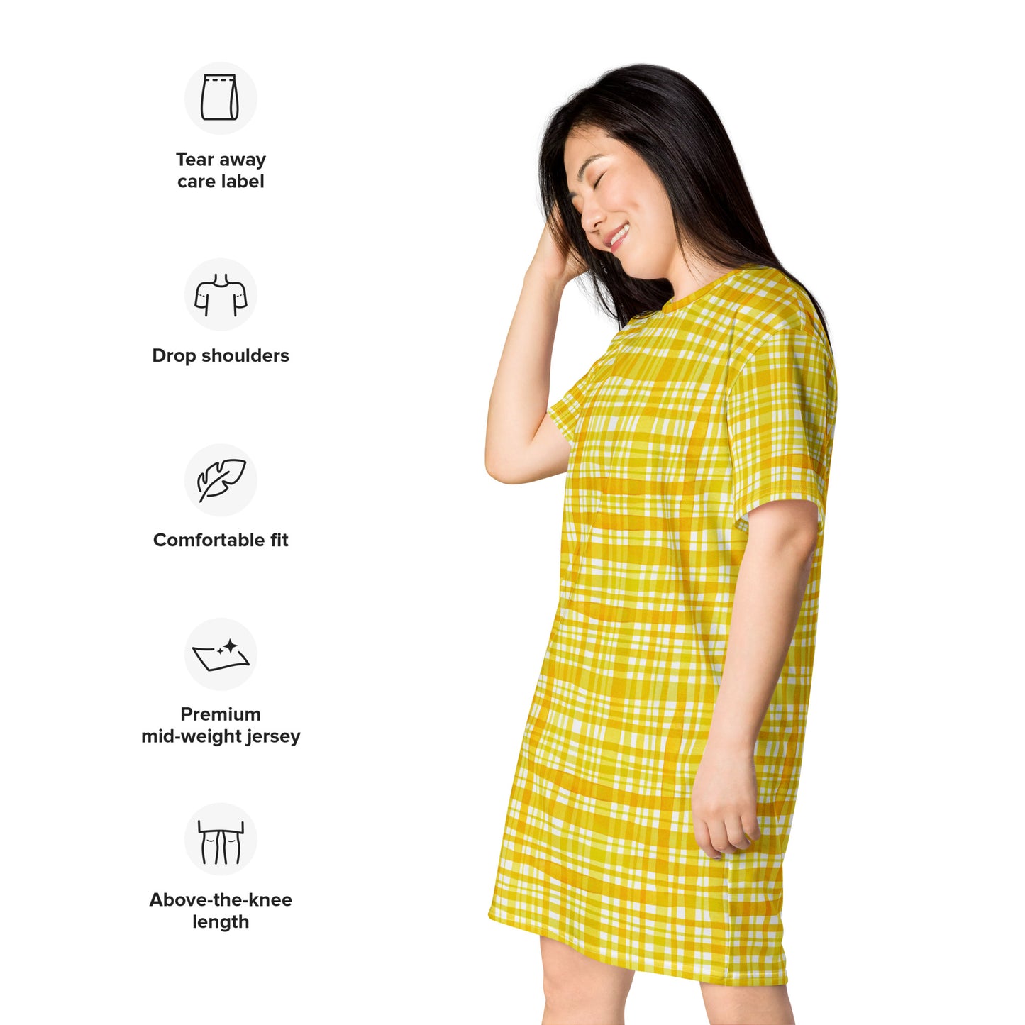 Yellow Gingham T-shirt dress