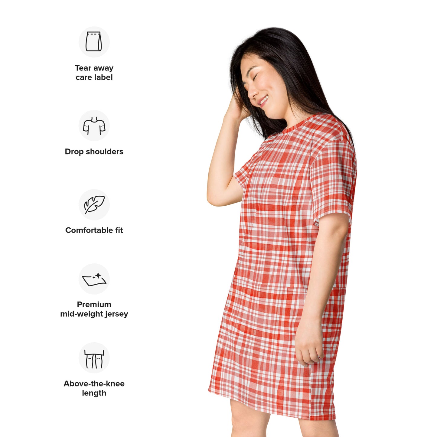 Red Gingham T-shirt dress