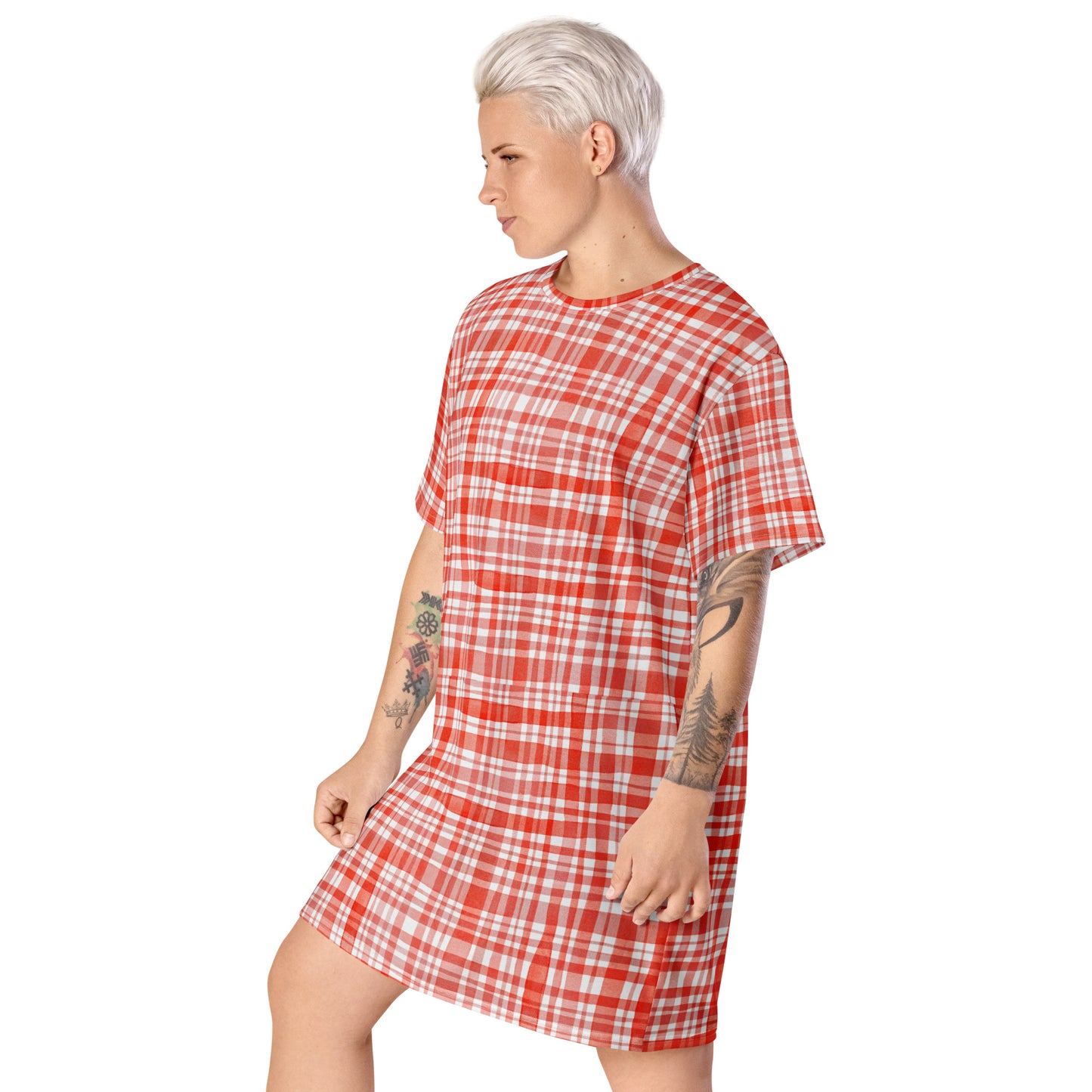 Red Gingham T-shirt dress