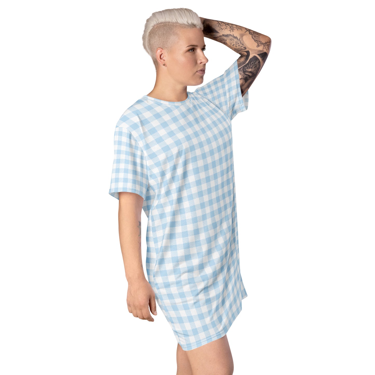 Blue Gingham T-shirt dress