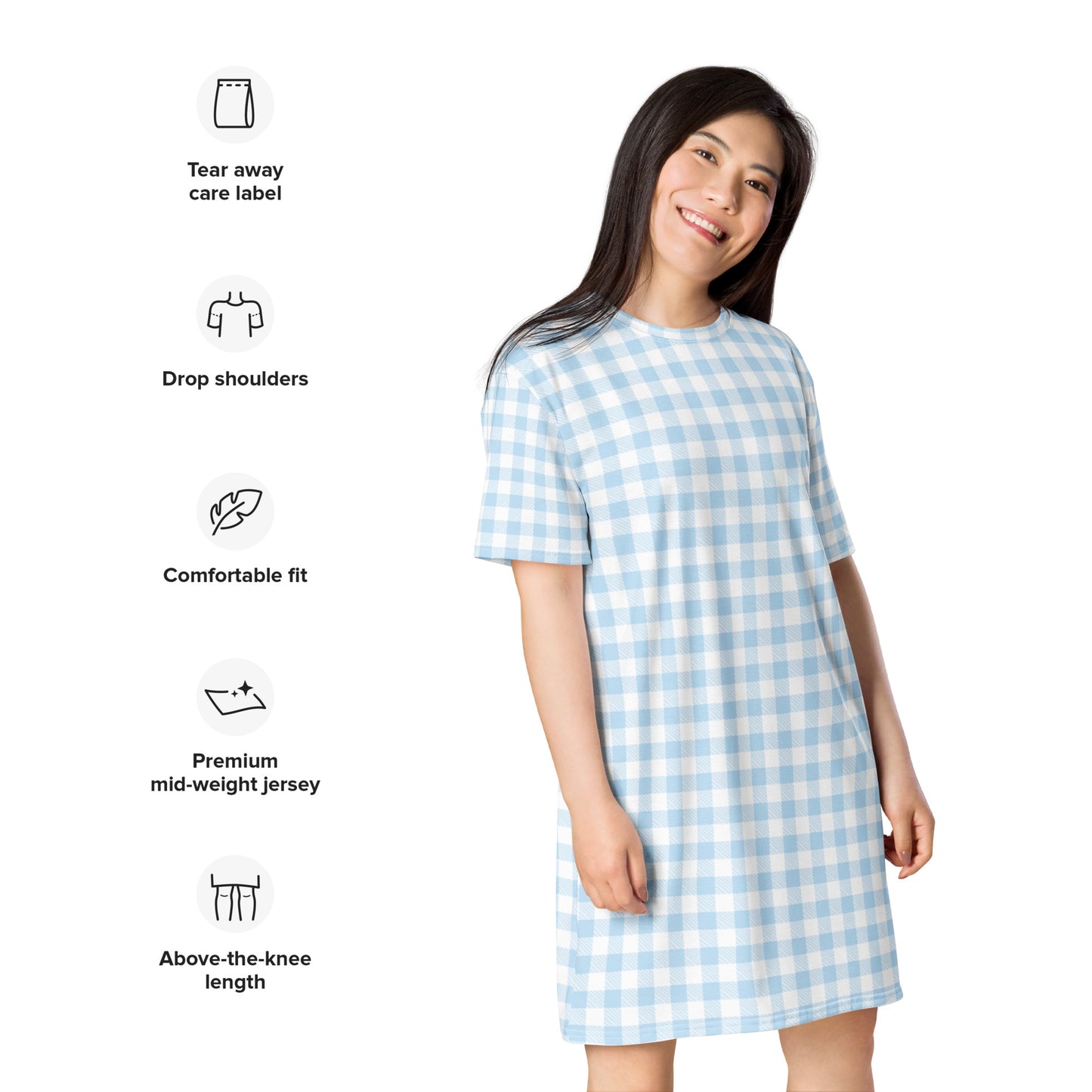 Blue Gingham T-shirt dress