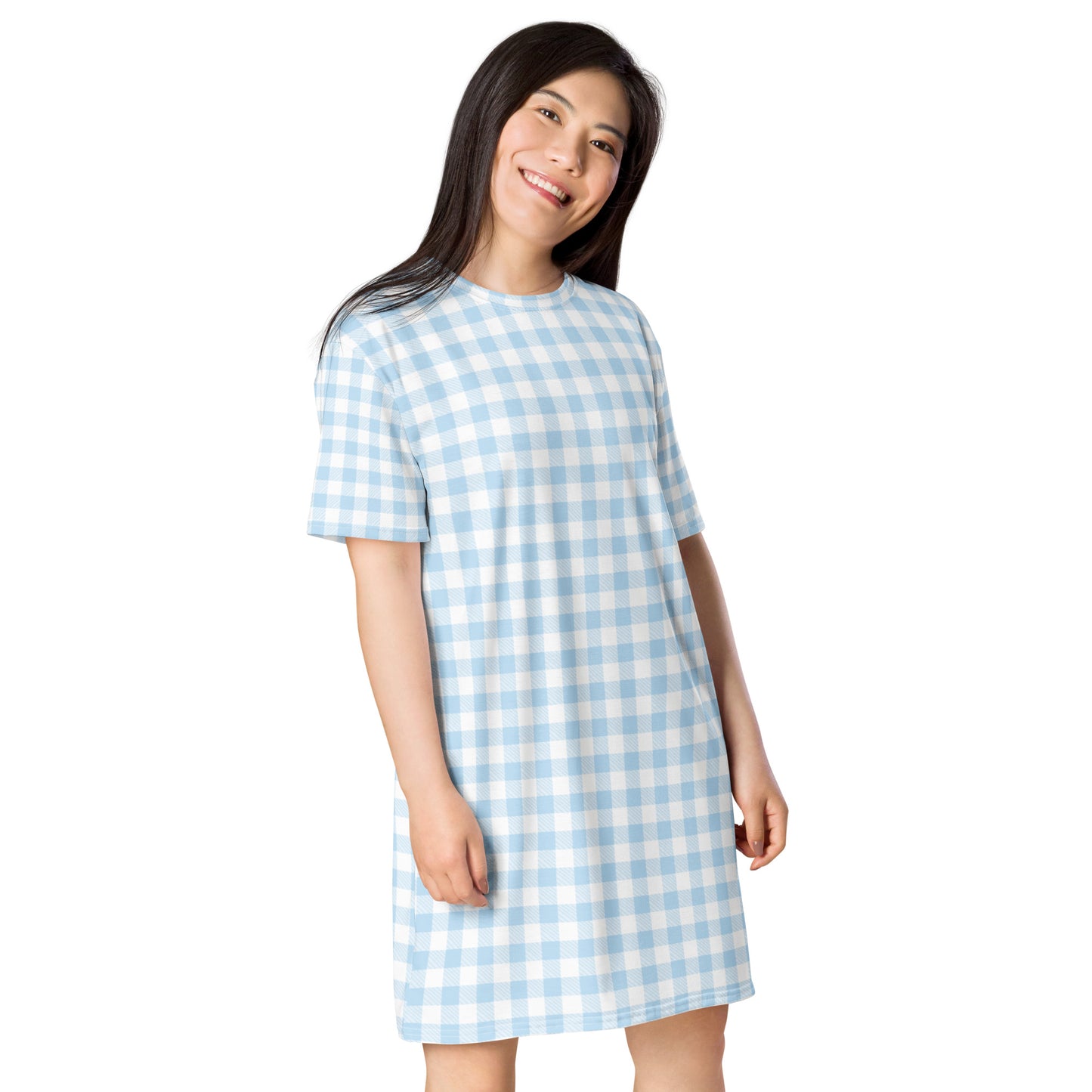 Blue Gingham T-shirt dress