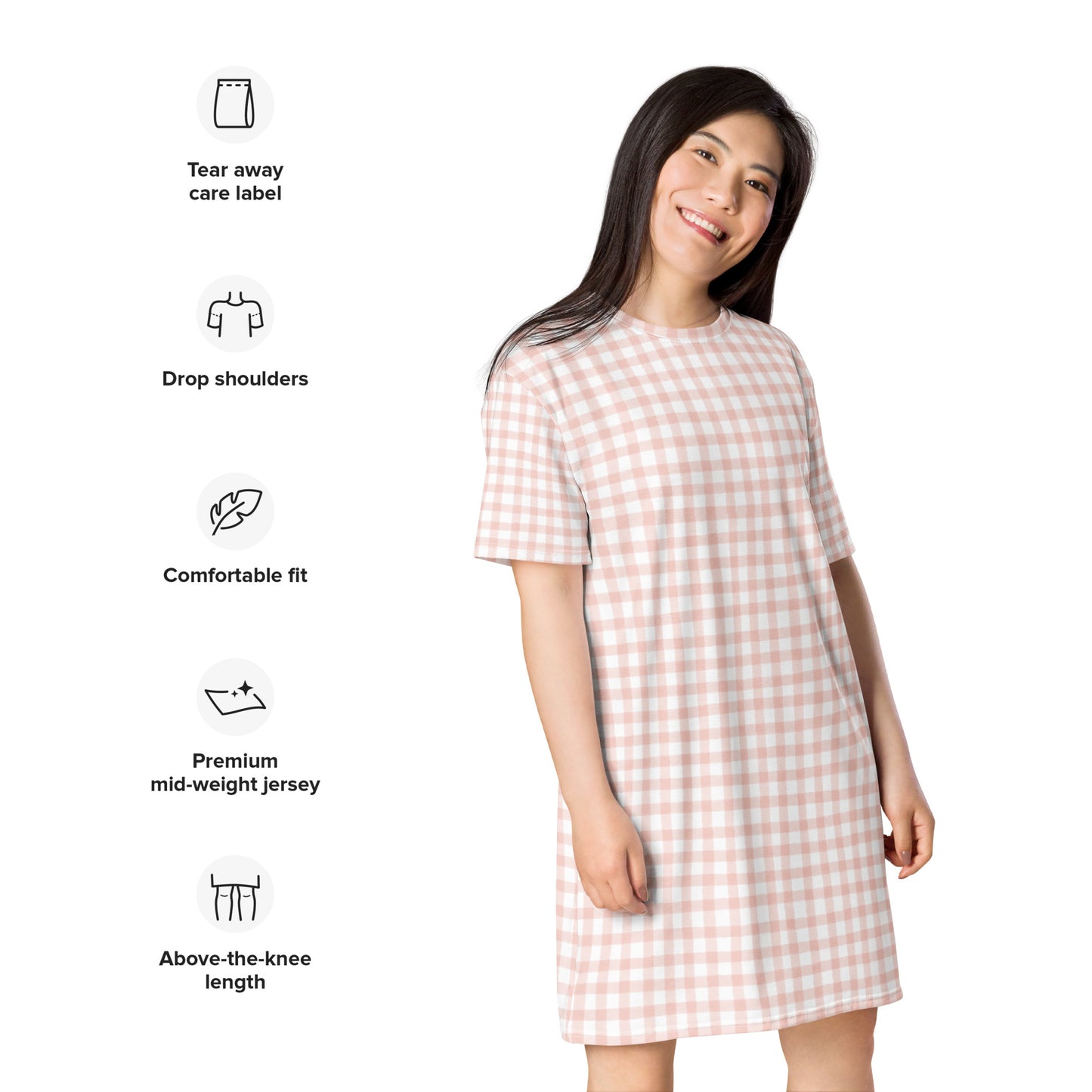 Pink Gingham T-shirt dress