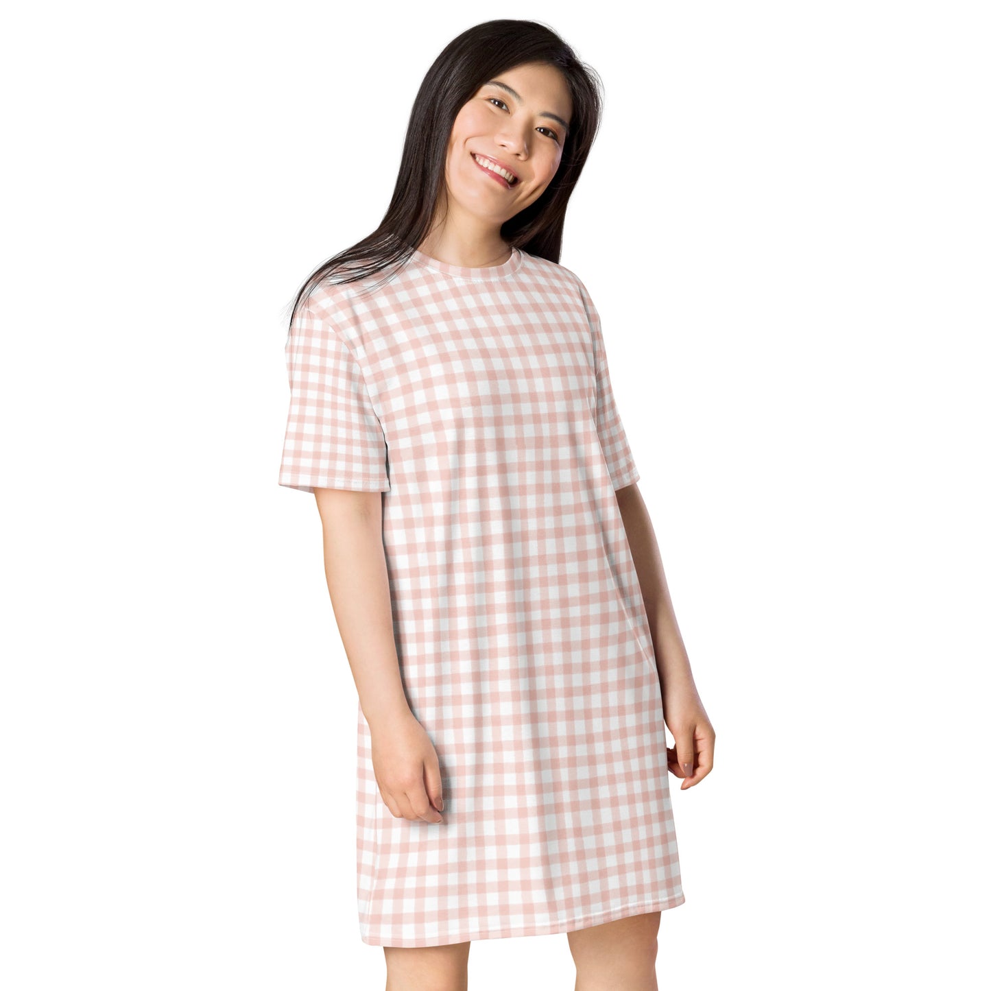 Pink Gingham T-shirt dress