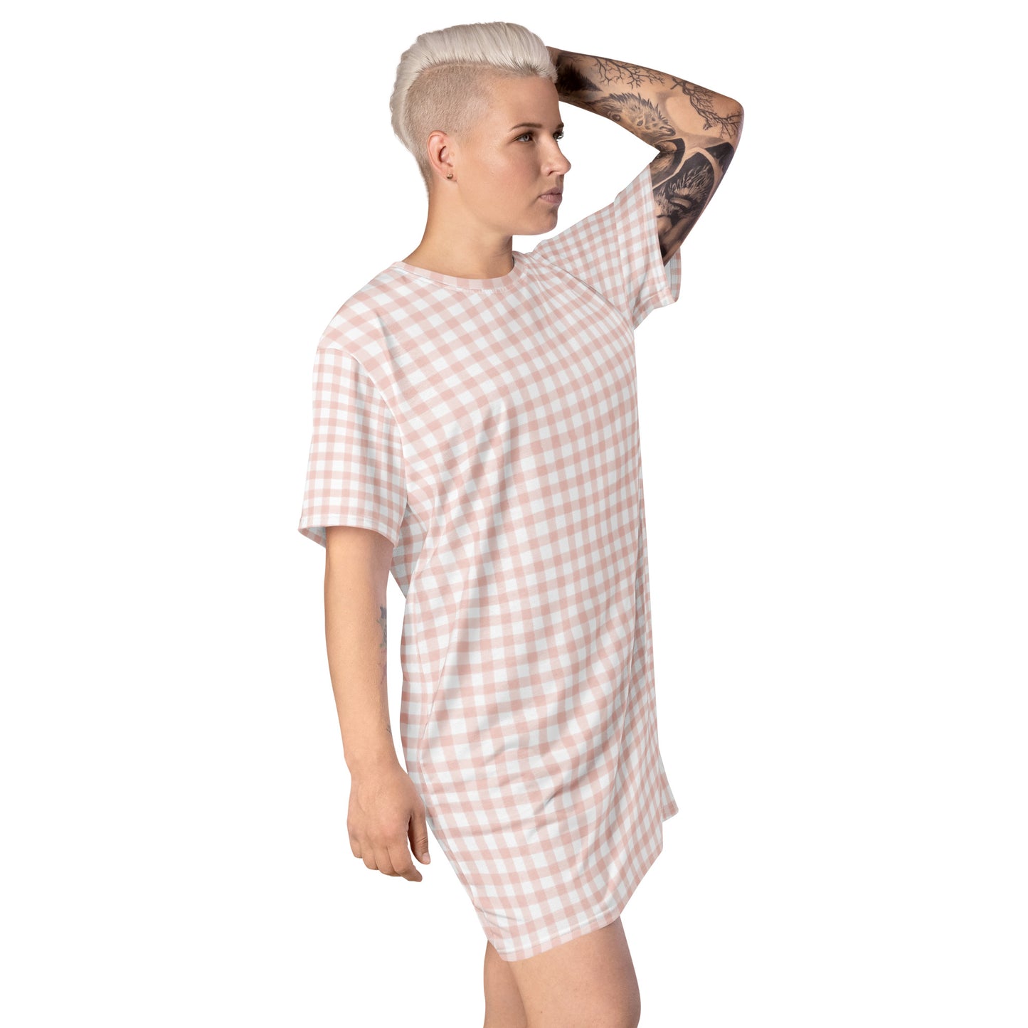 Pink Gingham T-shirt dress