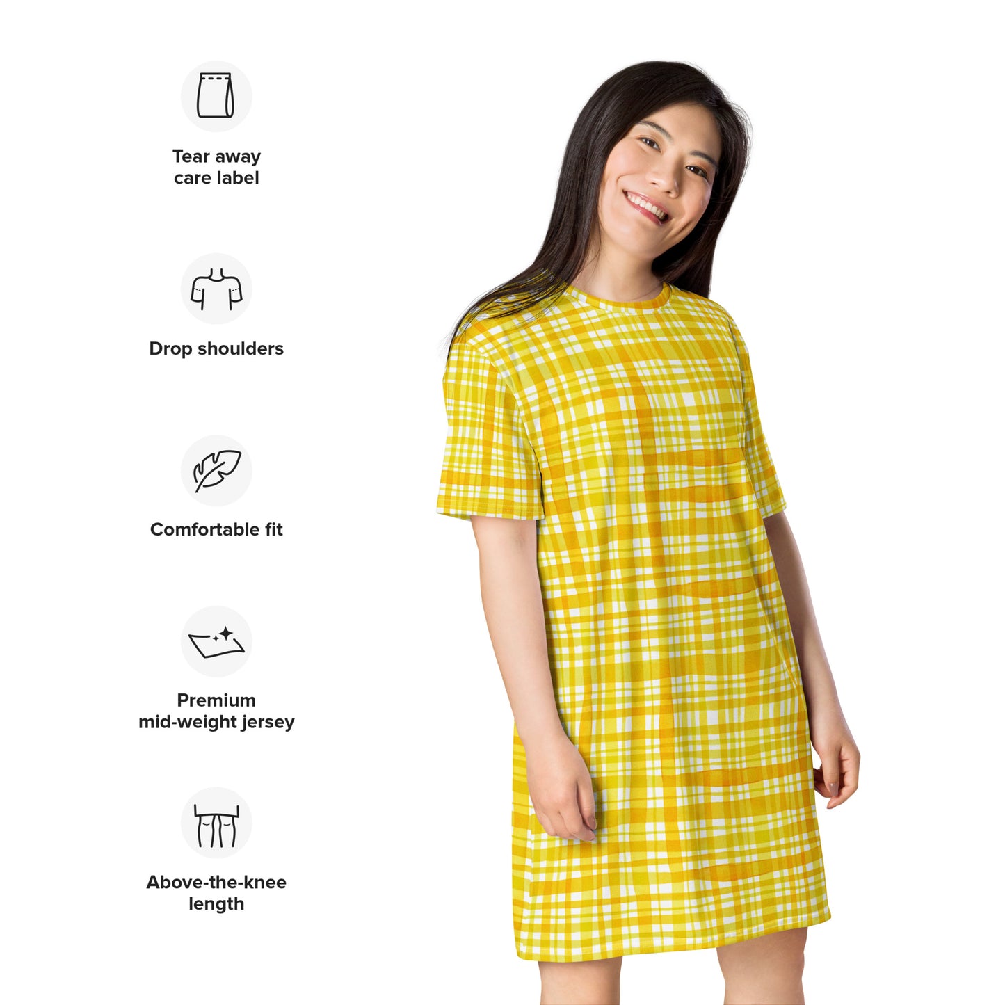 Yellow Gingham T-shirt dress