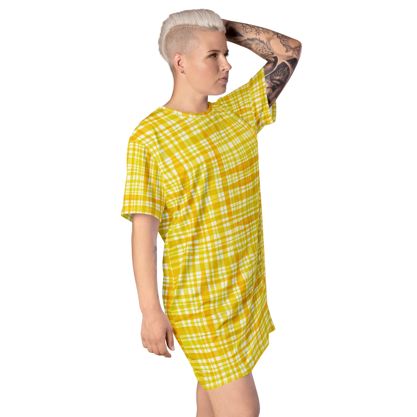 Yellow Gingham T-shirt dress