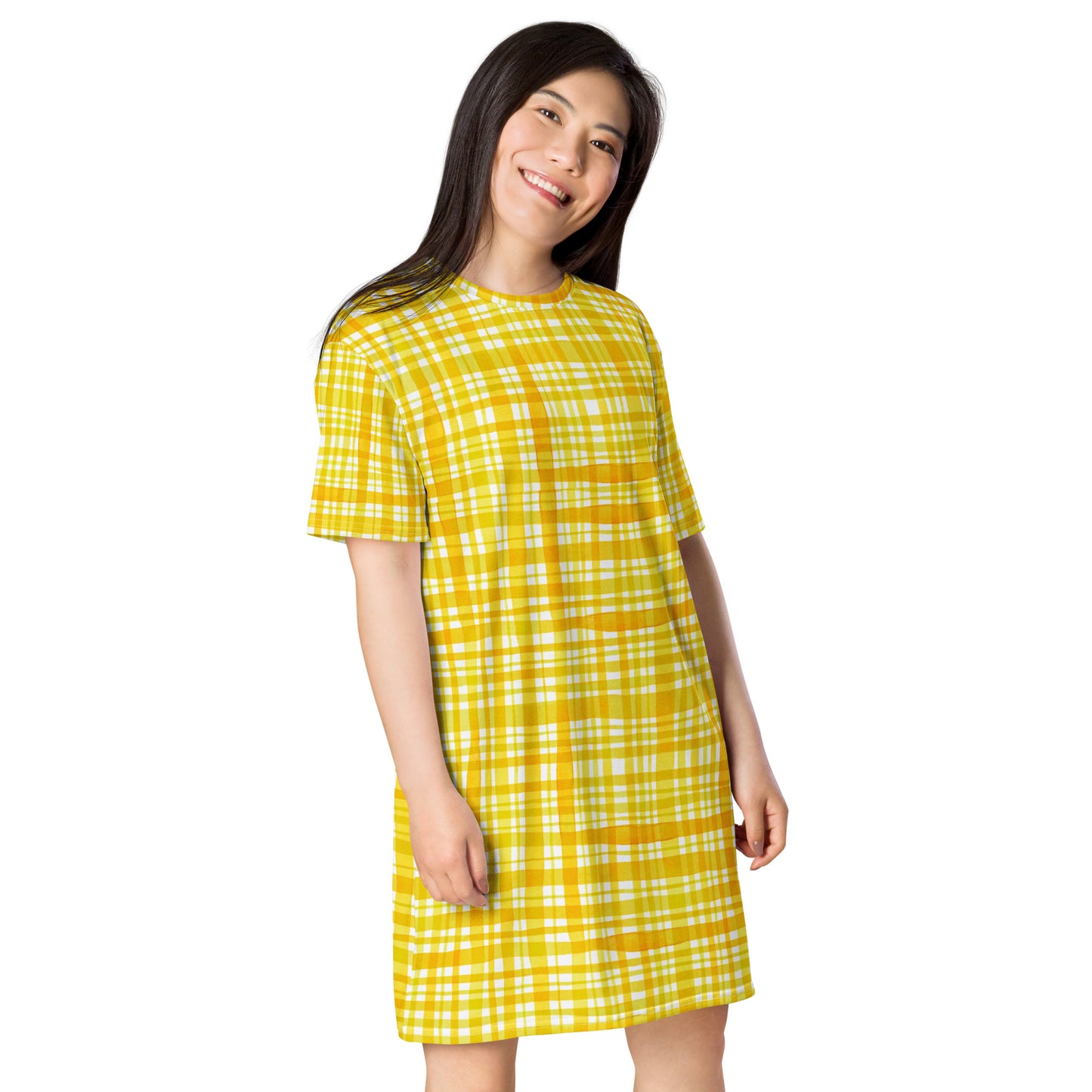 Yellow Gingham T-shirt dress