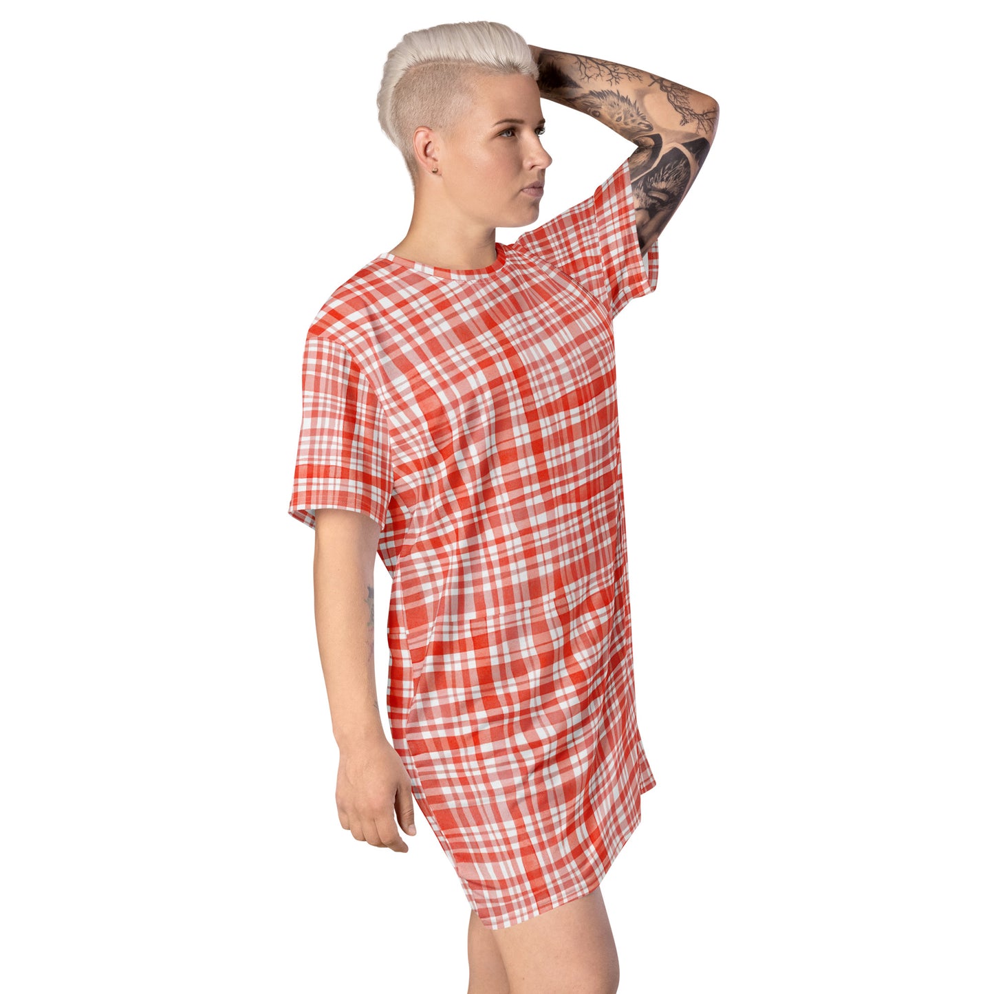 Red Gingham T-shirt dress