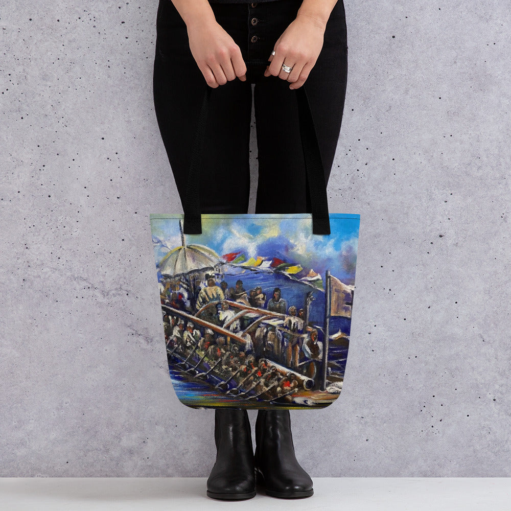 Gift Ideas For History Buffs - History Of Rivers State Oil Painting Print On Tote bag