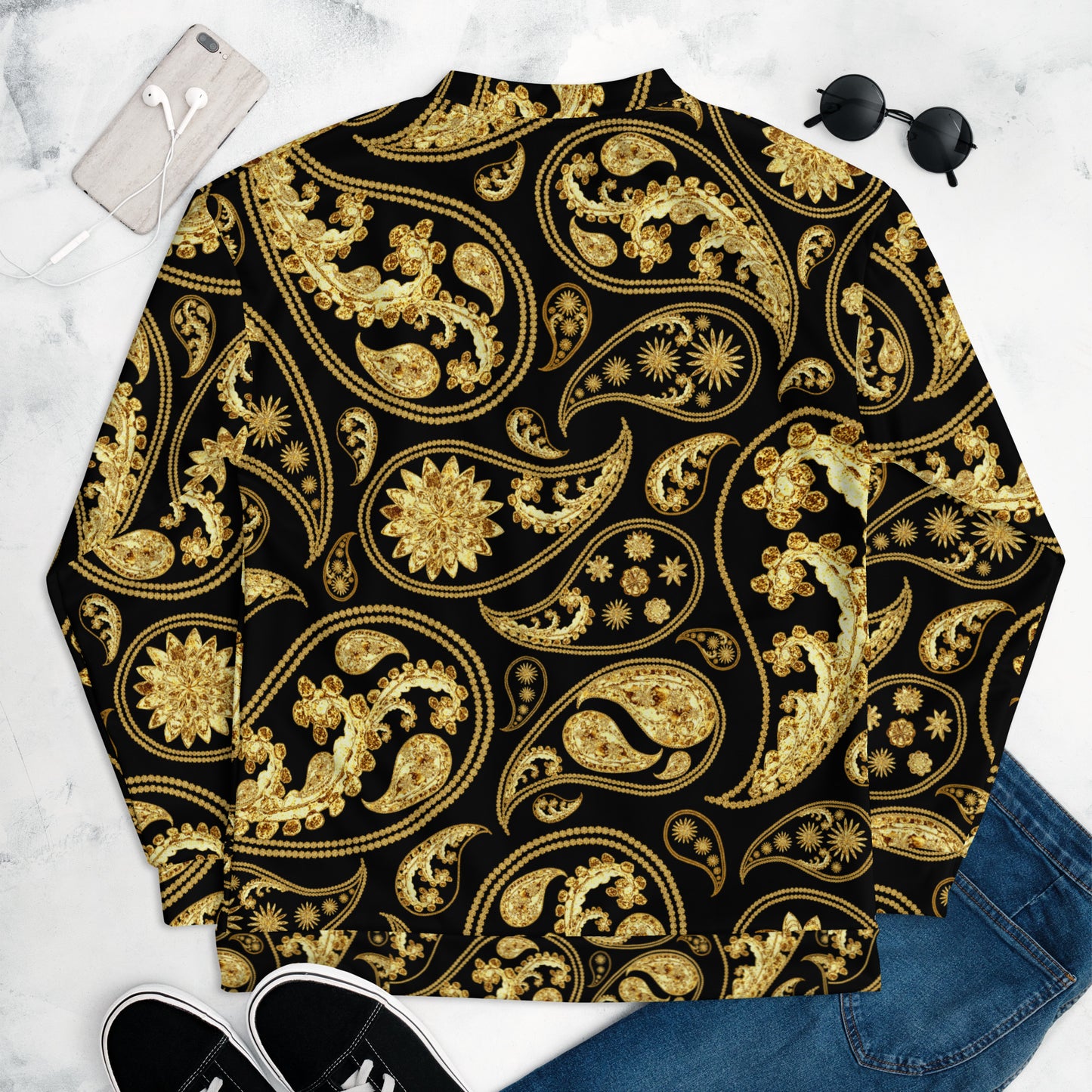 Black Paisley Unisex Bomber Jacket