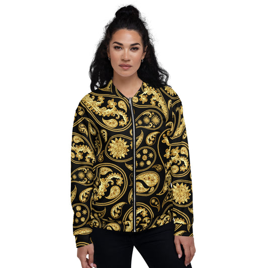 Black Paisley Unisex Bomber Jacket