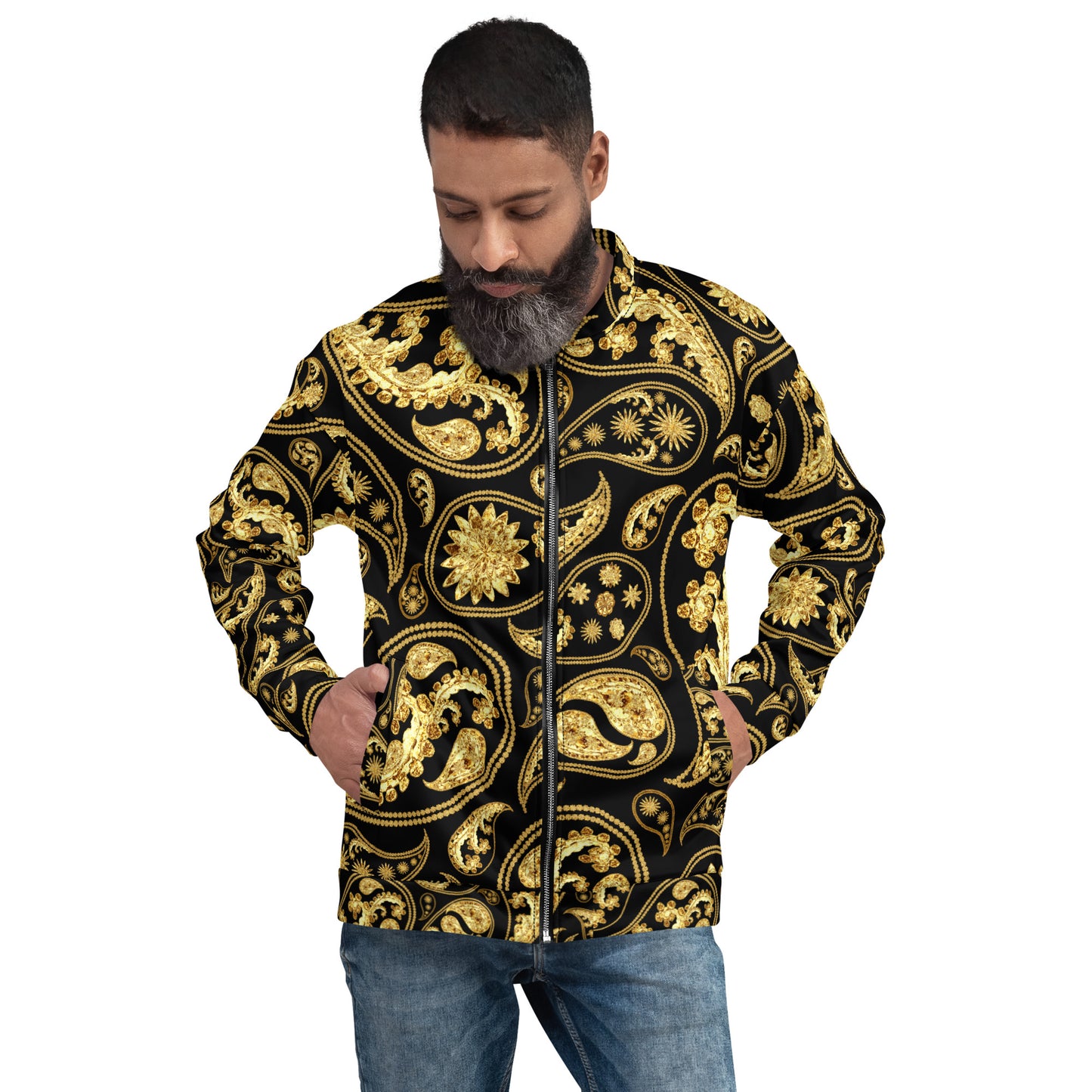 Black Paisley Unisex Bomber Jacket