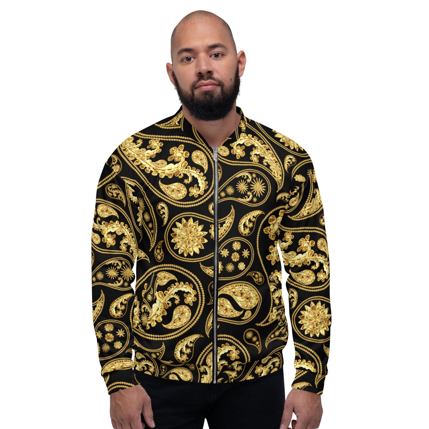 Black Paisley Unisex Bomber Jacket