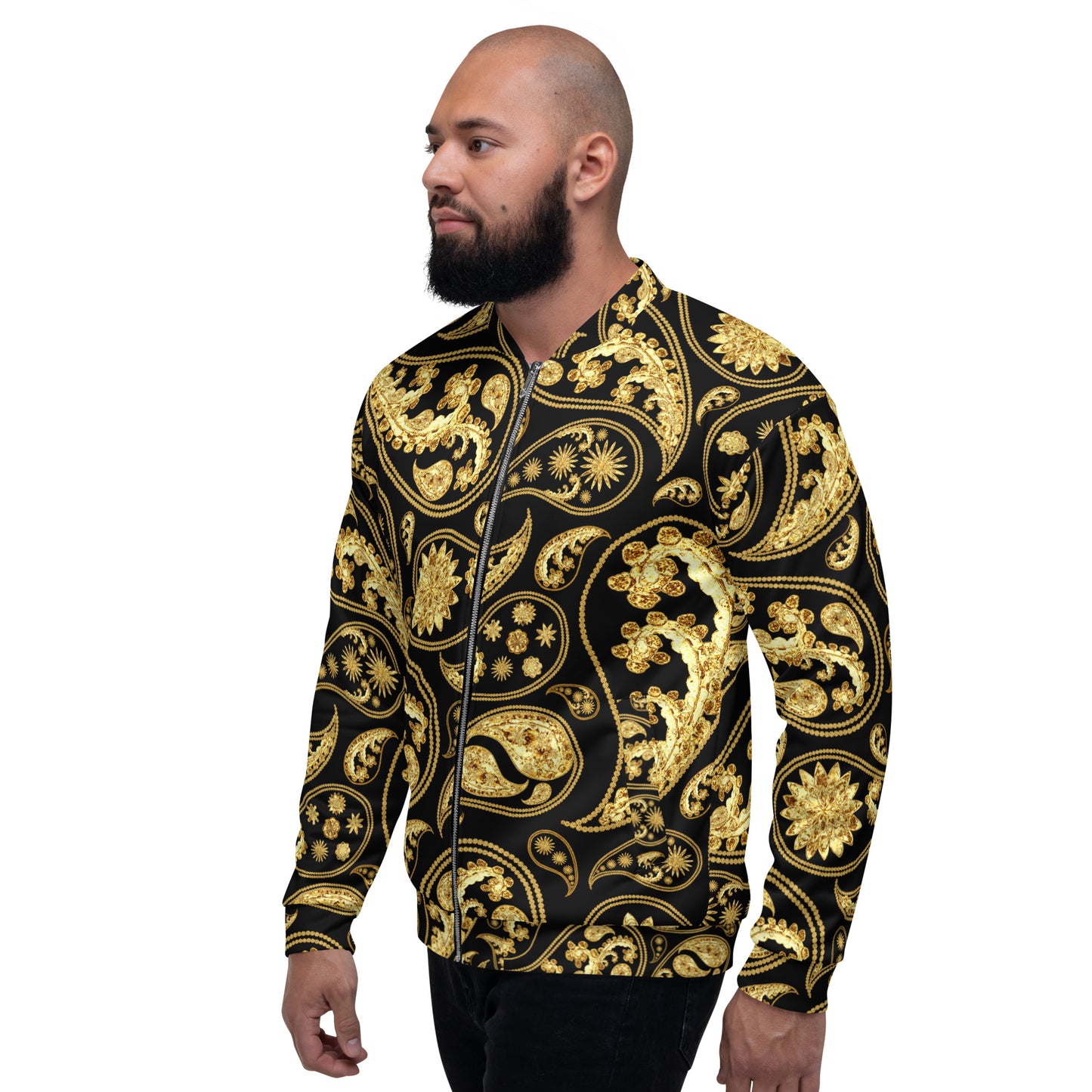 Black Paisley Unisex Bomber Jacket