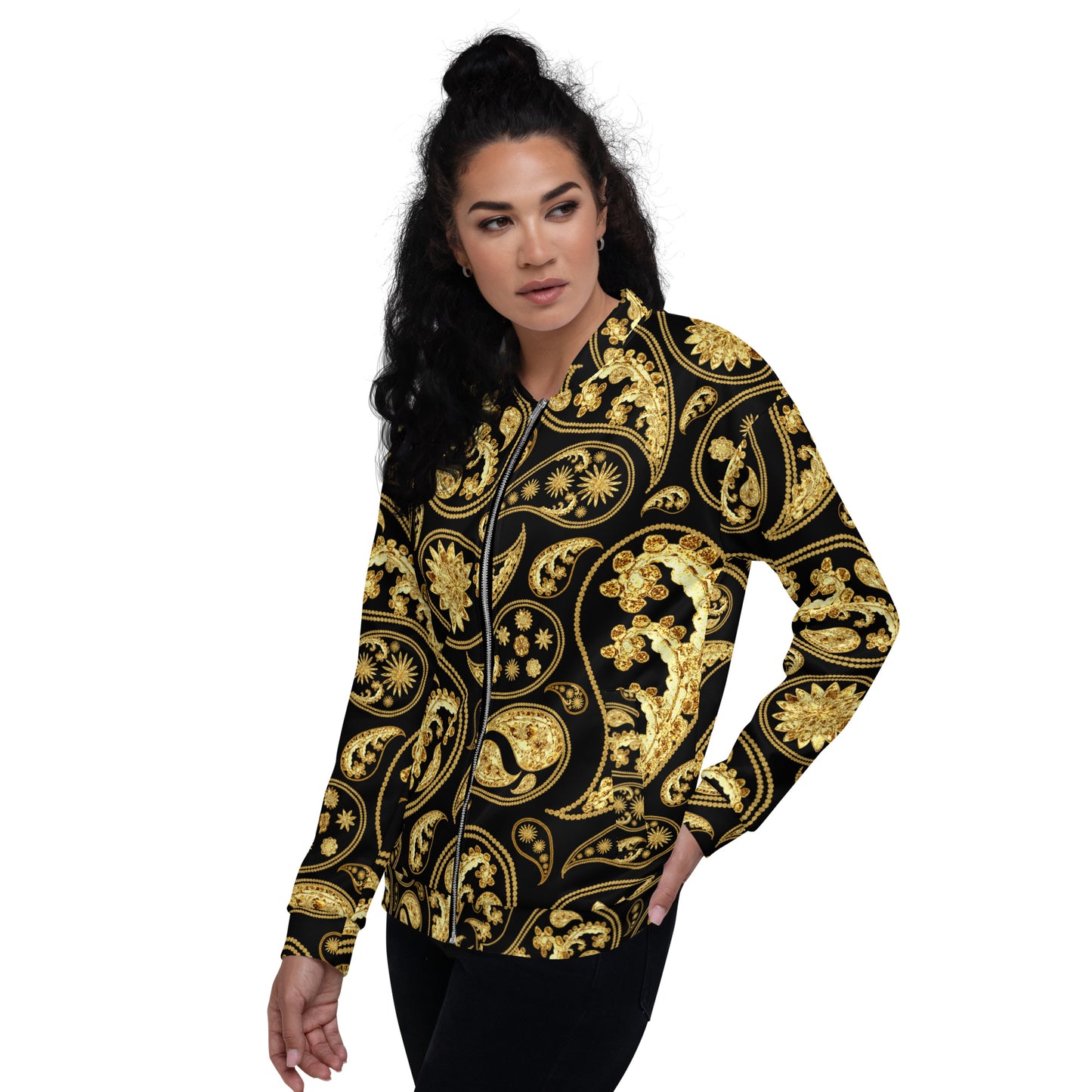 Black Paisley Unisex Bomber Jacket