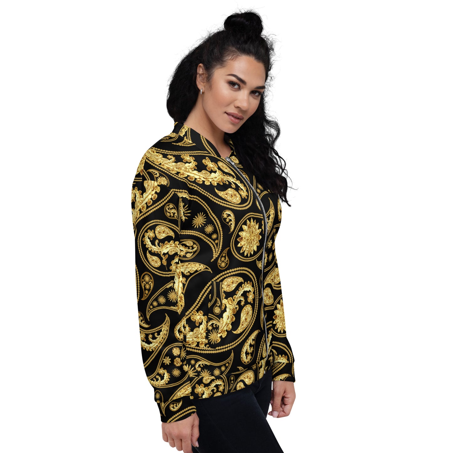 Black Paisley Unisex Bomber Jacket