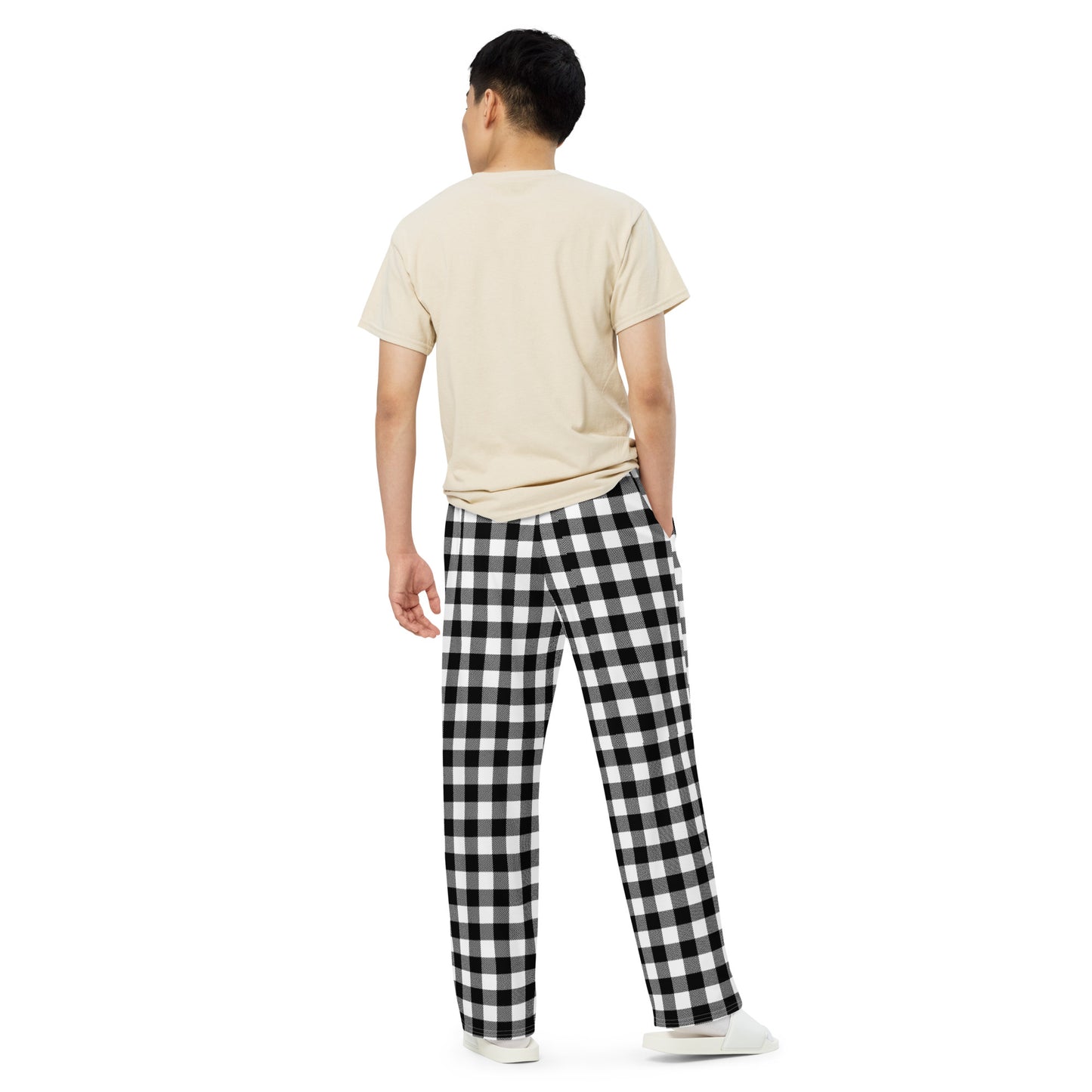 Gingham Unisex Wide-Leg Pants