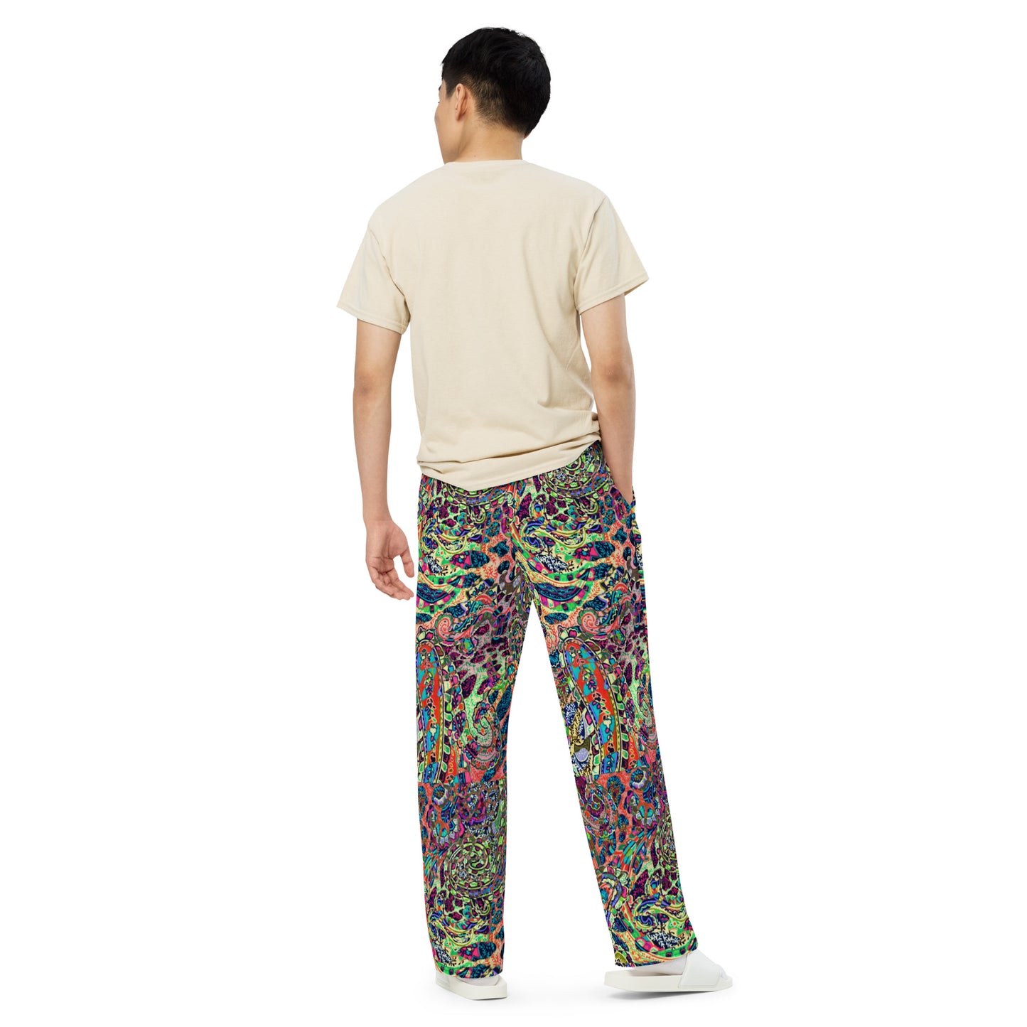 Multicolour Paisley Unisex Wide-Leg Pants