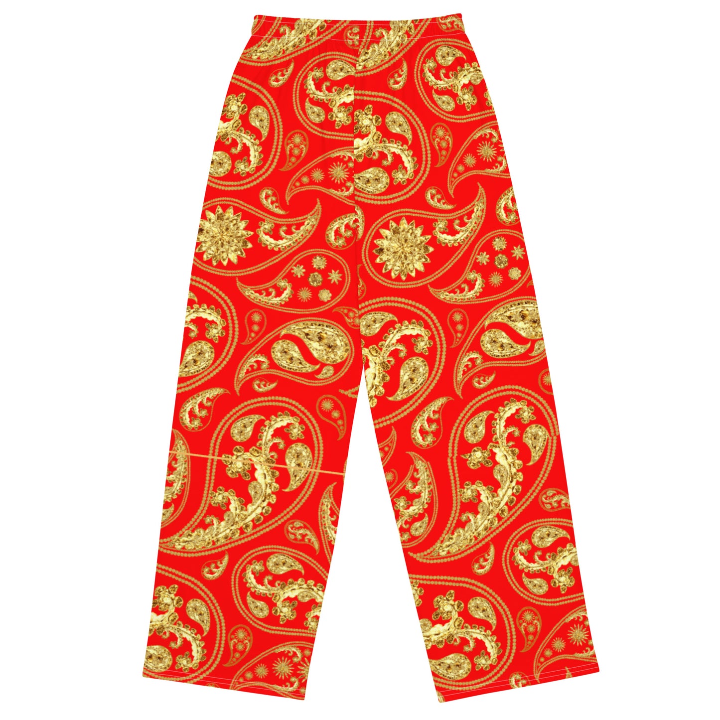 Red Paisley Unisex Wide-Leg Pants