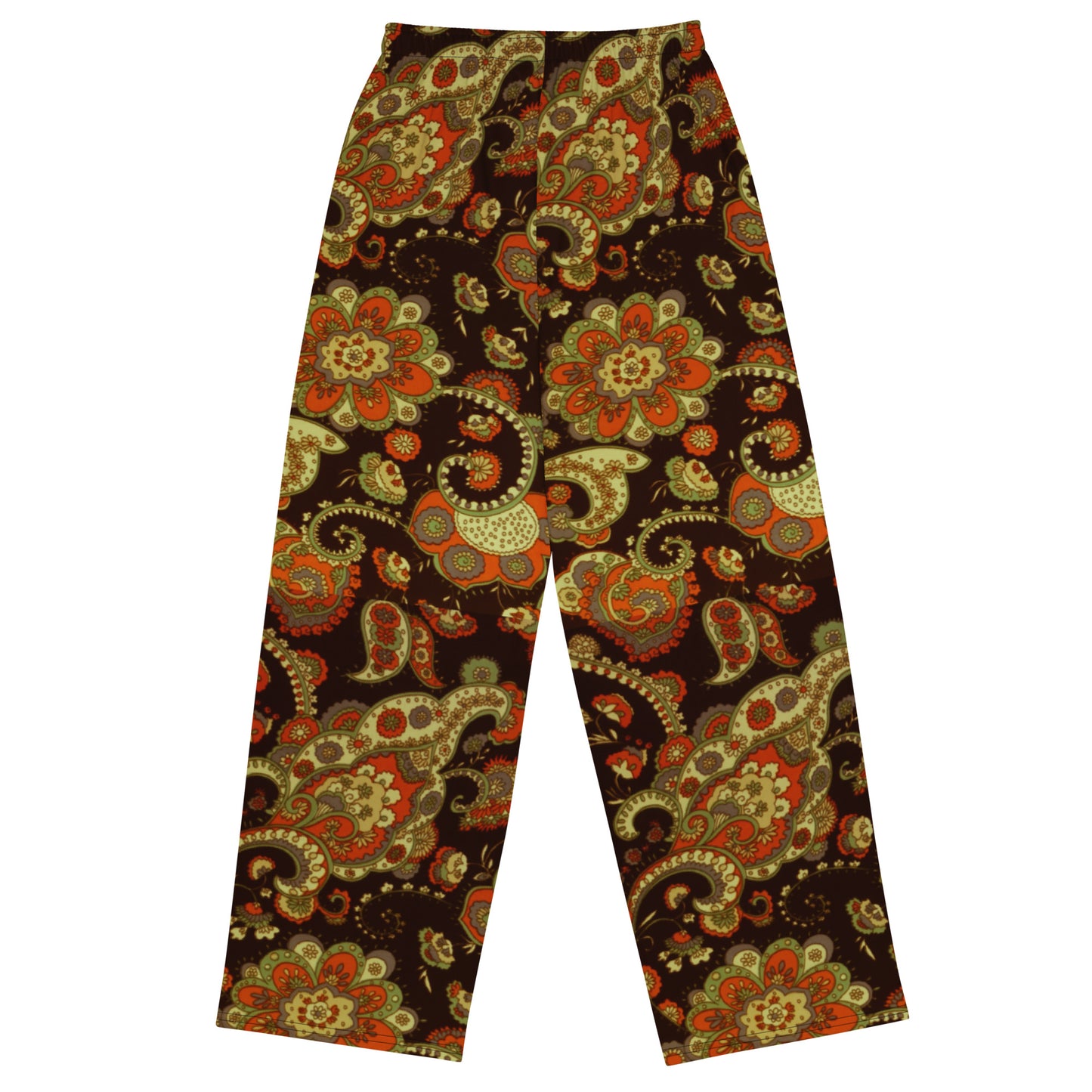 Brown Paisley Unisex Wide-Leg Pants