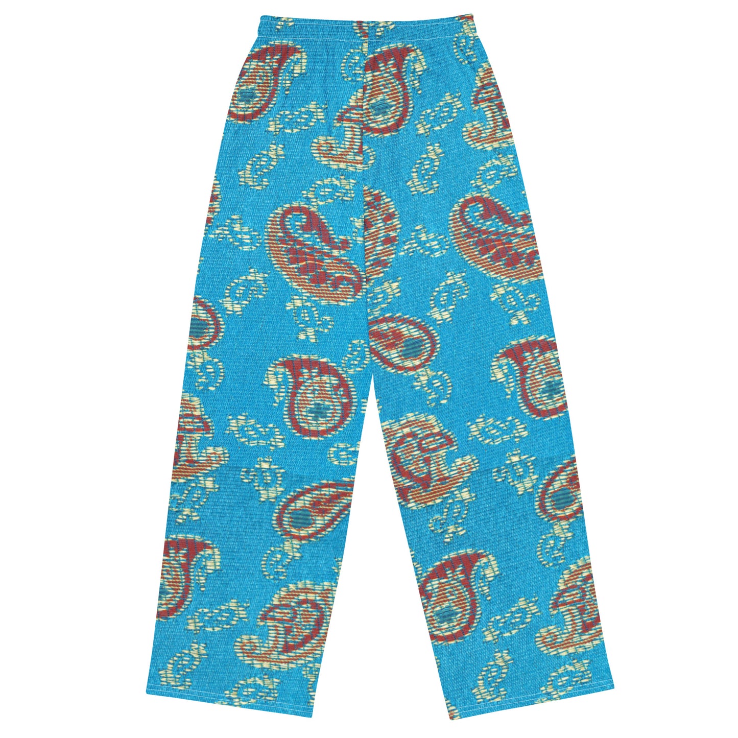 Turquoise Paisley Unisex Wide-Leg Pants