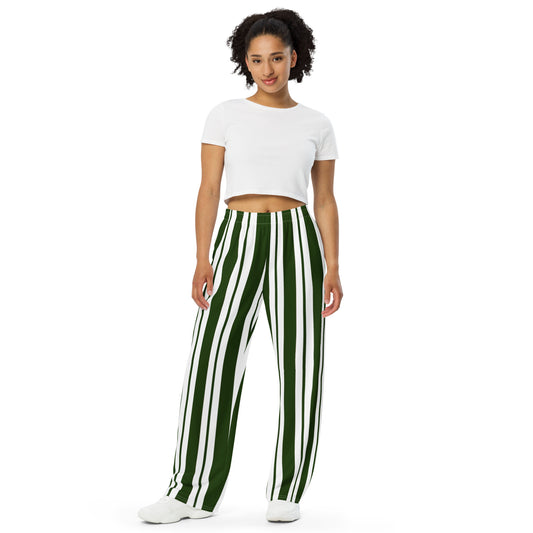 Monochrome Stripe Wide-Leg Pants