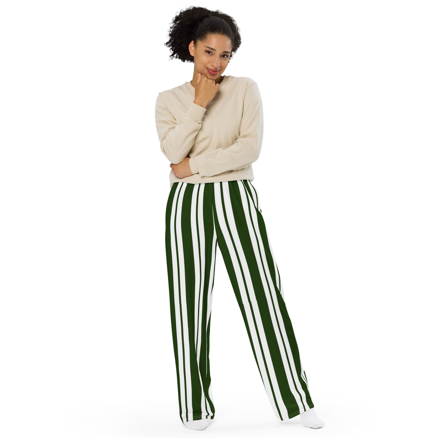 Monochrome Stripe Wide-Leg Pants