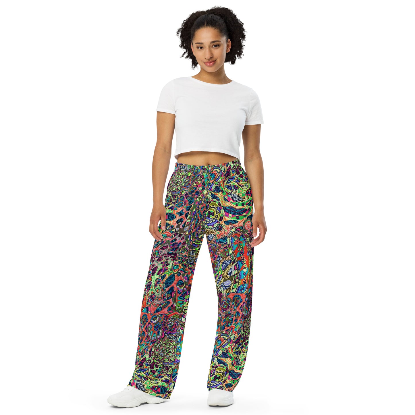 Multicolour Paisley Unisex Wide-Leg Pants