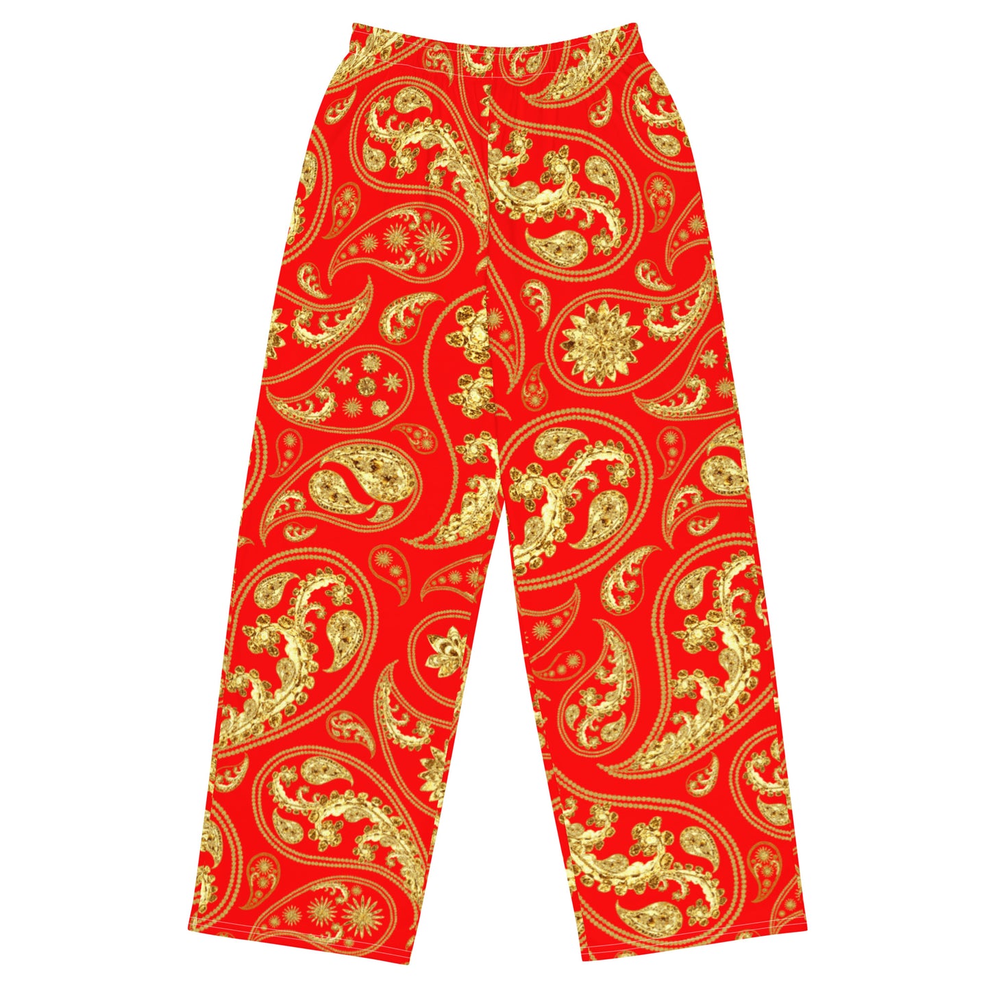 Red Paisley Unisex Wide-Leg Pants