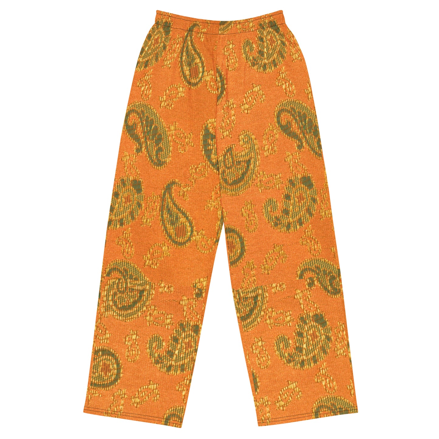 Orange Paisley Unisex Wide-Leg Pants