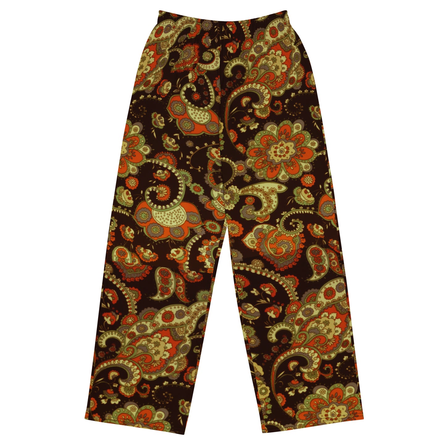 Brown Paisley Unisex Wide-Leg Pants