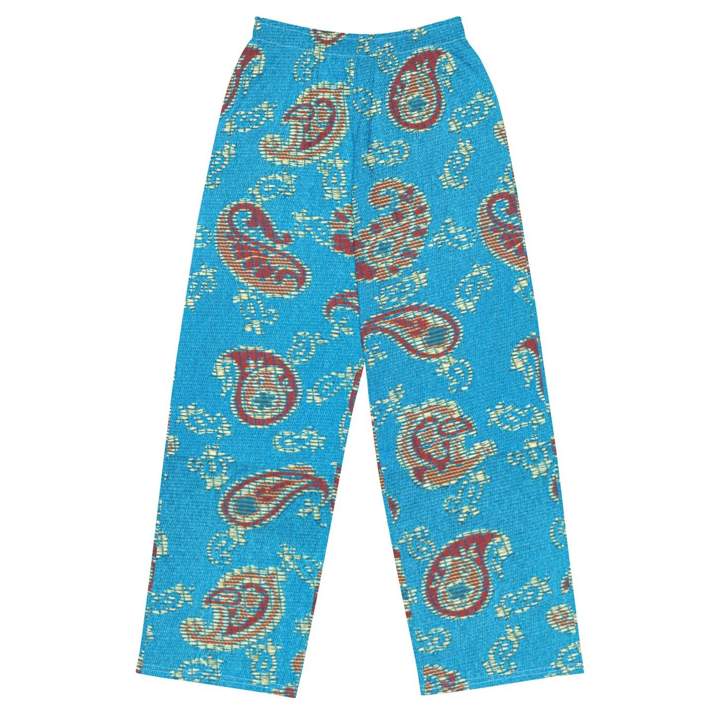 Turquoise Paisley Unisex Wide-Leg Pants