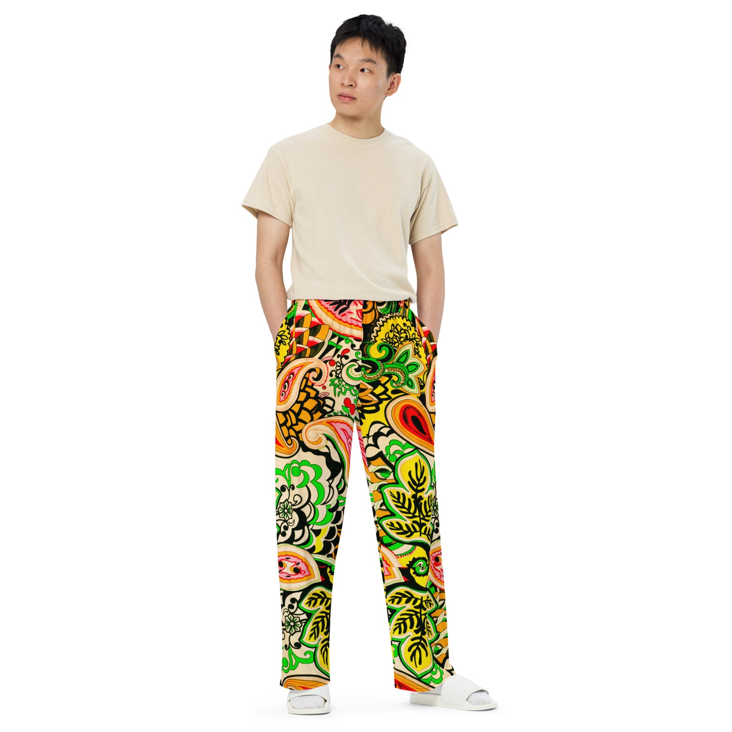 Colourful Paisley Unisex Wide-Leg Pants