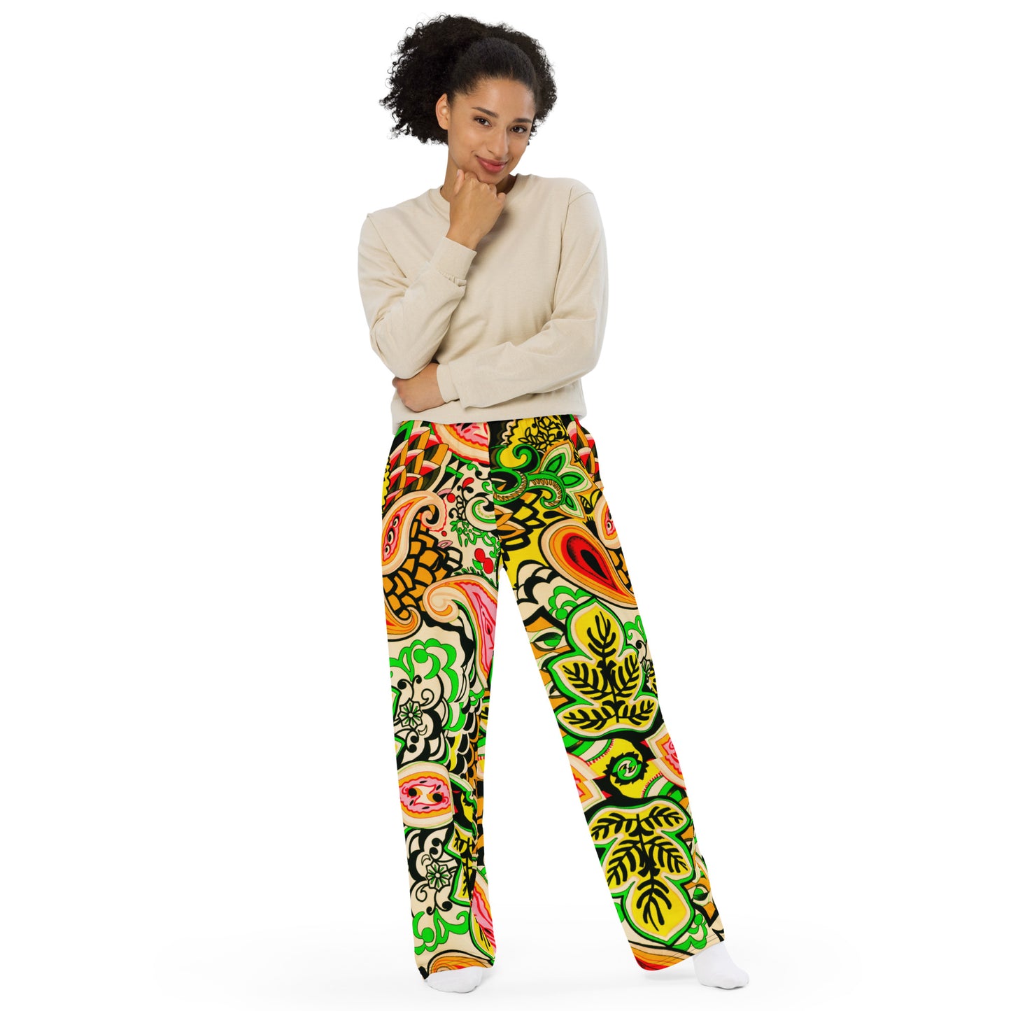 Colourful Paisley Unisex Wide-Leg Pants