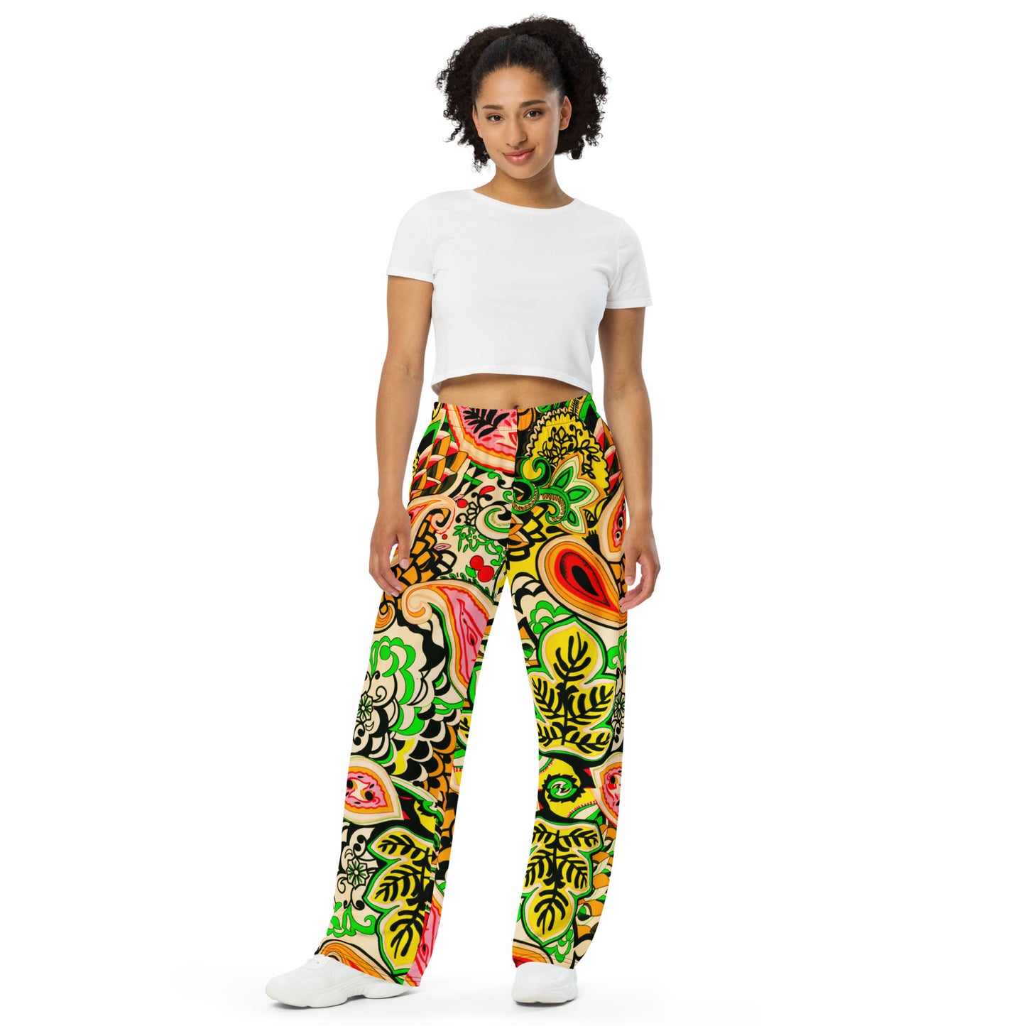 Colourful Paisley Unisex Wide-Leg Pants