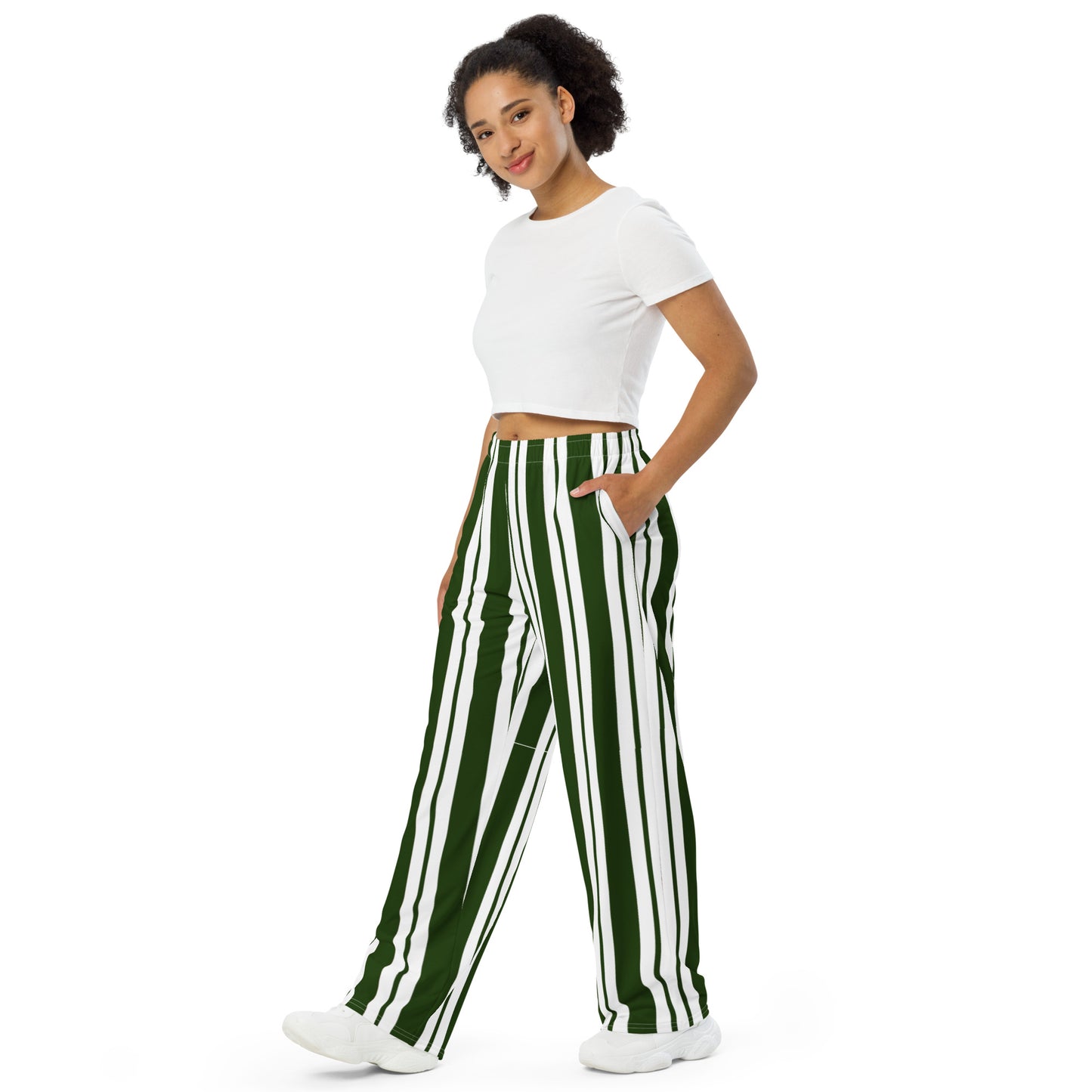 Monochrome Stripe Wide-Leg Pants