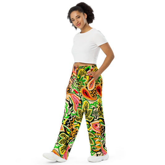 Colourful Paisley Unisex Wide-Leg Pants