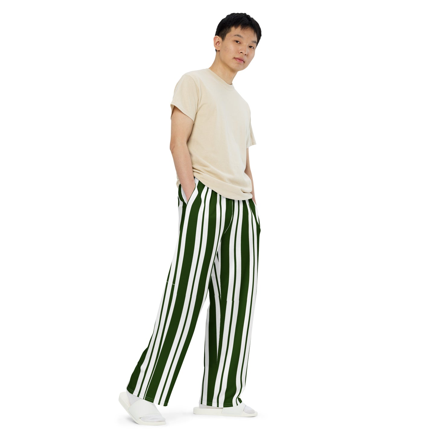 Monochrome Stripe Wide-Leg Pants