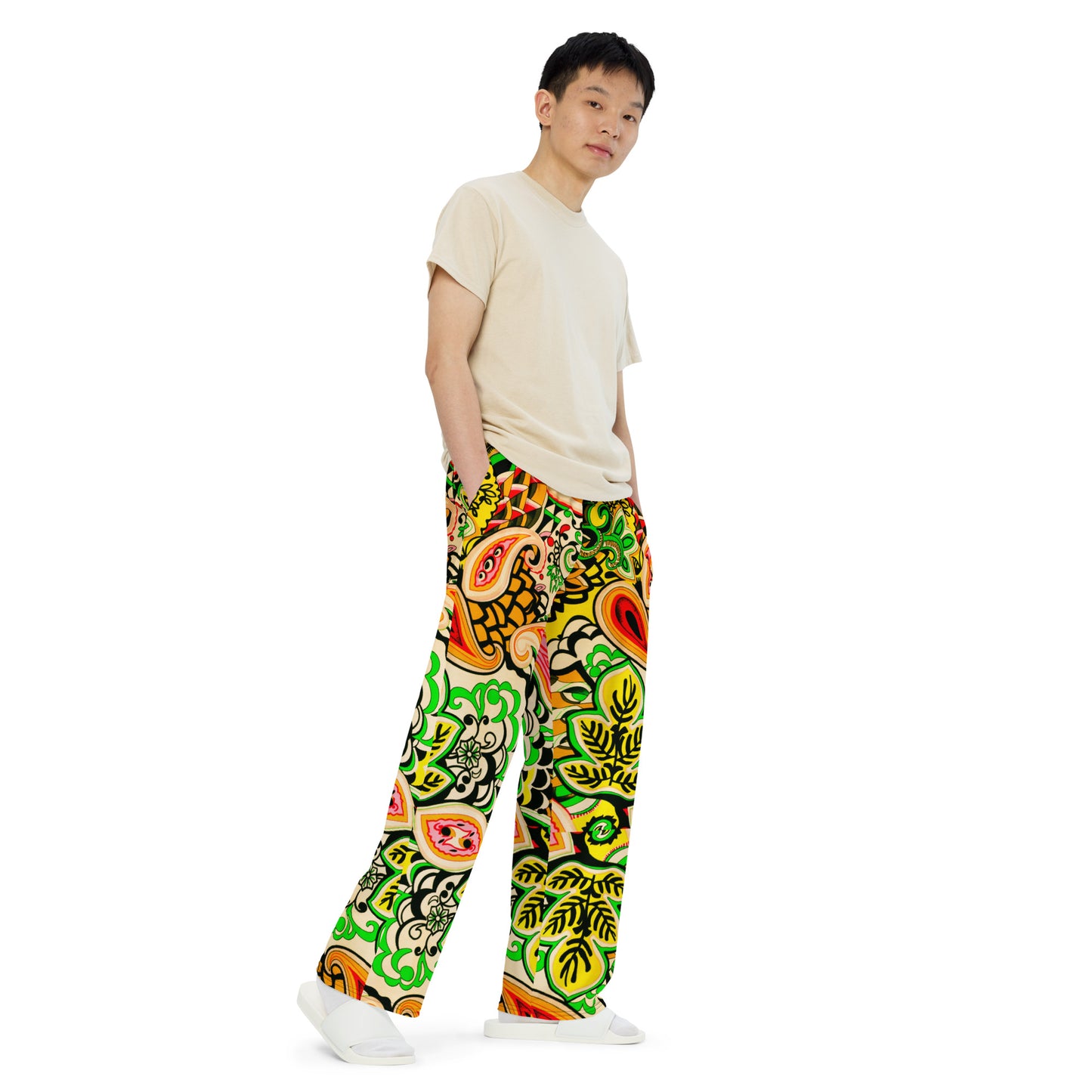 Colourful Paisley Unisex Wide-Leg Pants