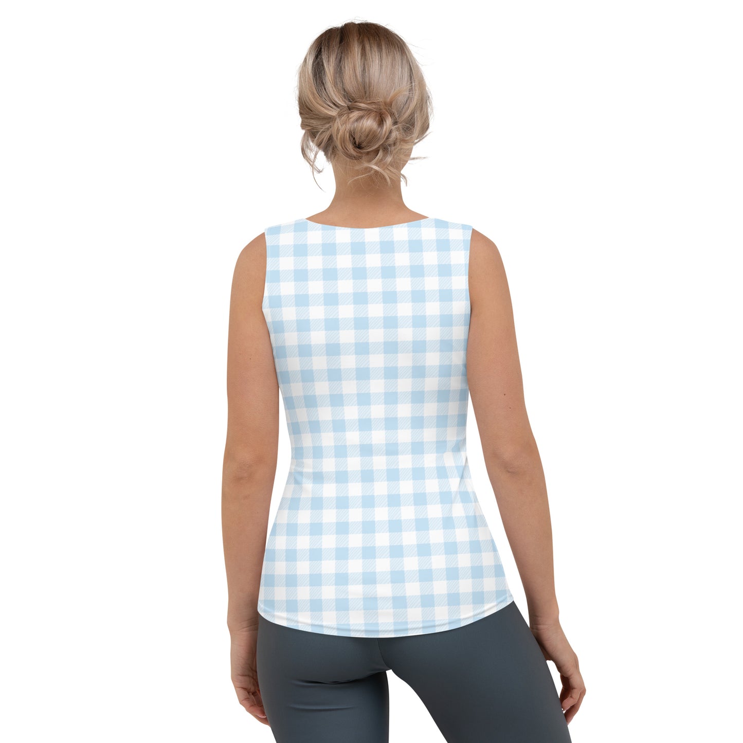 Light Blue Gingham Tank Top