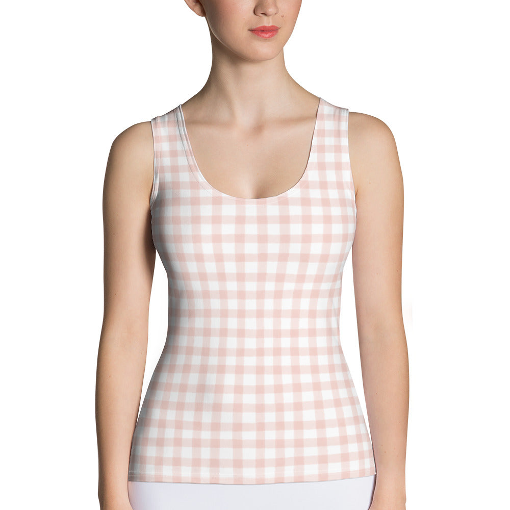 Light Pink Gingham Tank Top