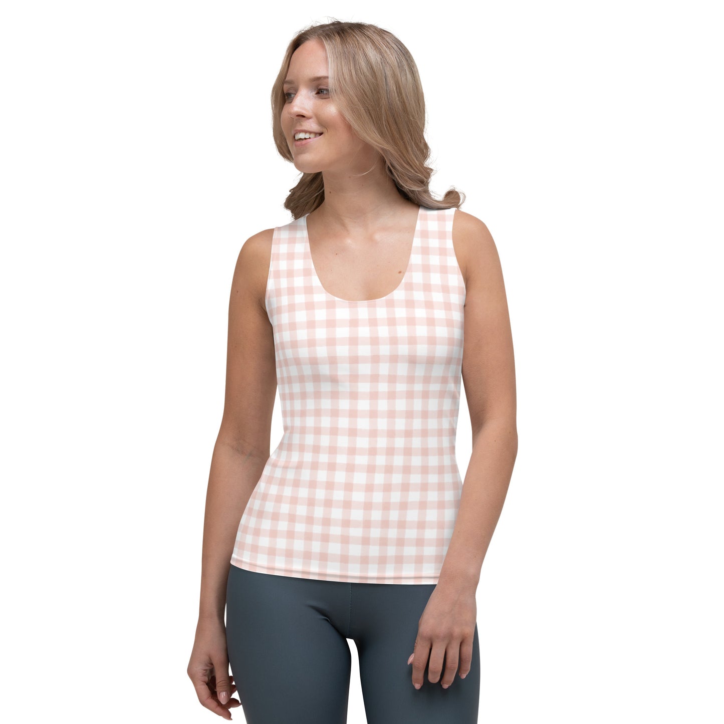 Light Pink Gingham Tank Top