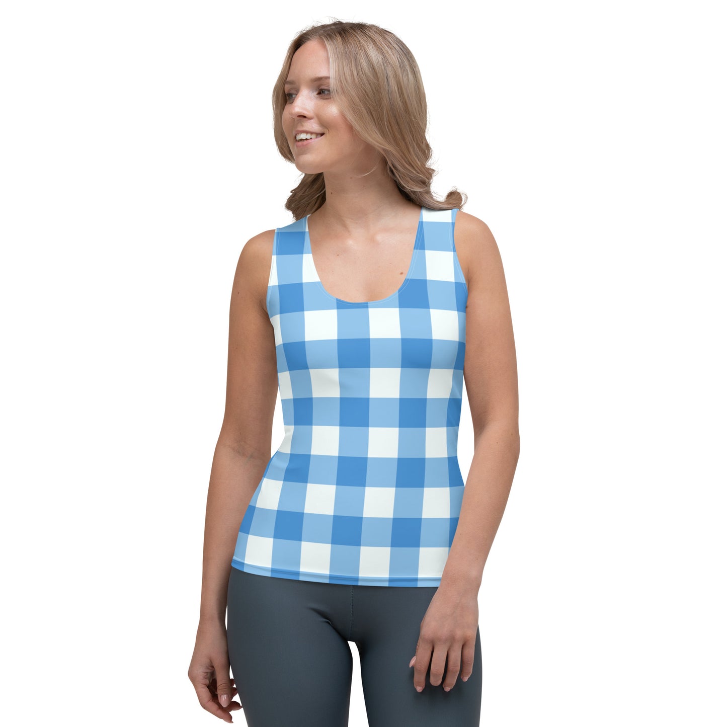 Blue Gingham Tank Top