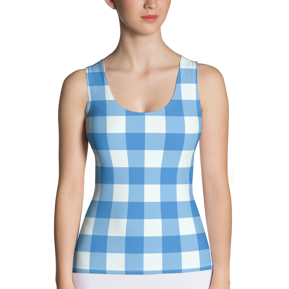 Blue Gingham Tank Top