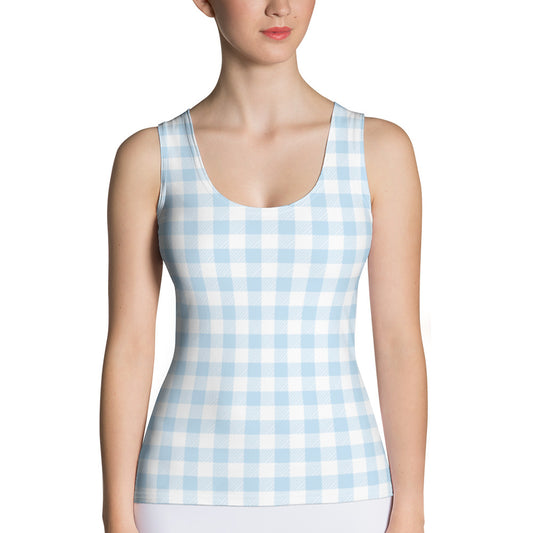 Light Blue Gingham Tank Top