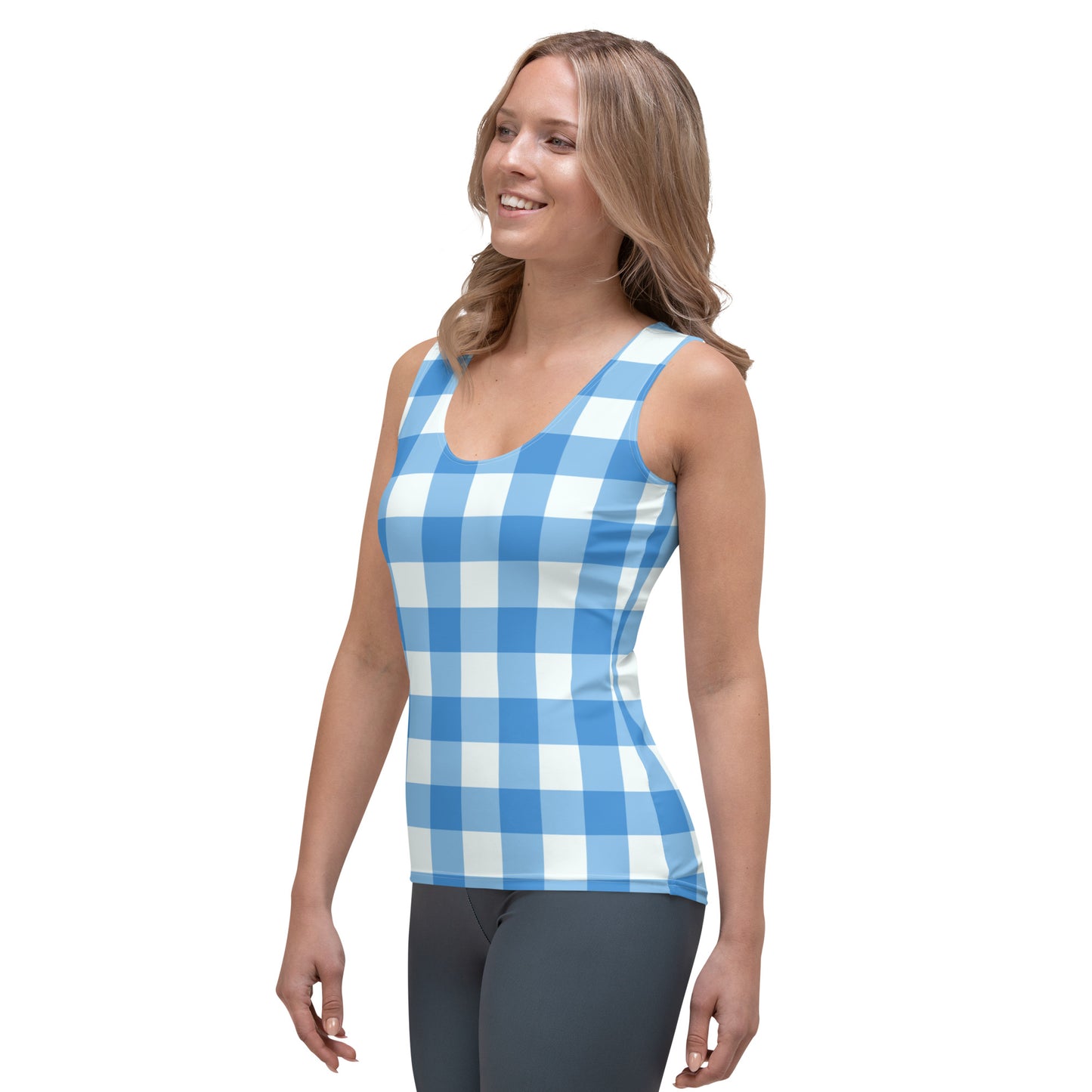 Blue Gingham Tank Top